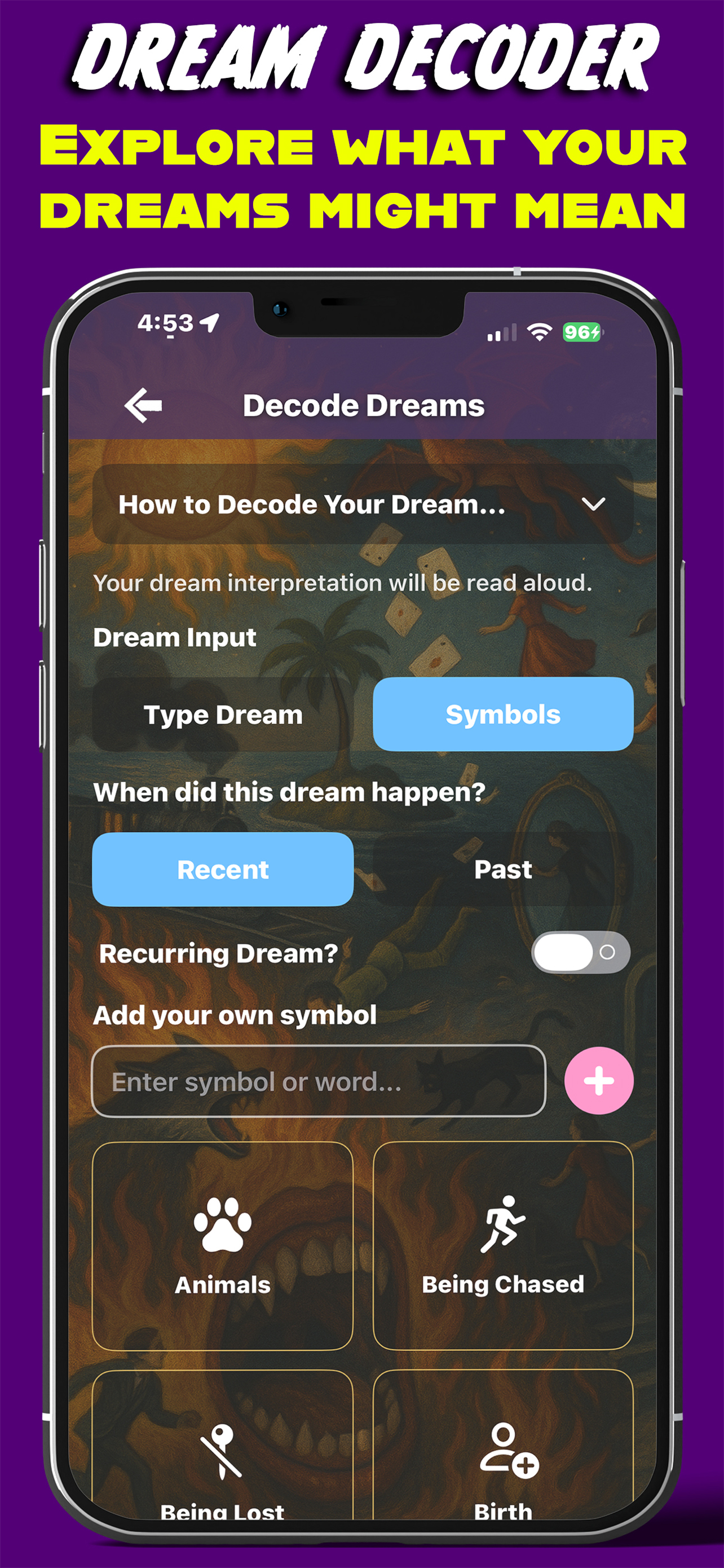 Dream Decoder feature screen